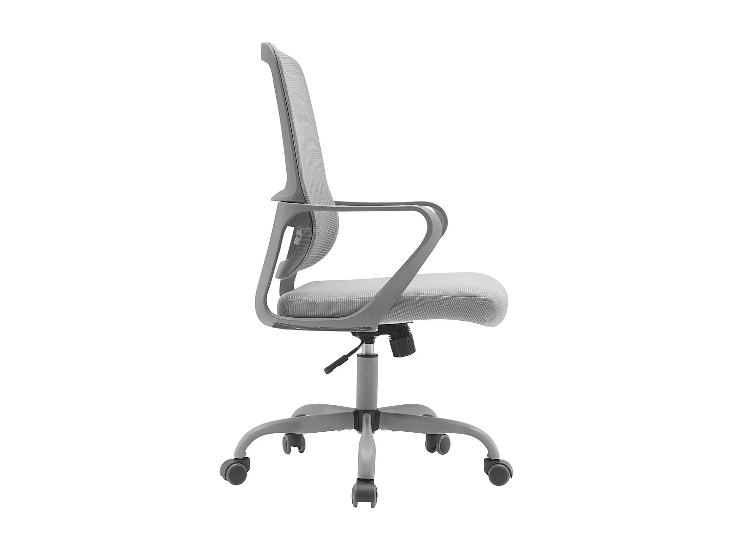 Cadeira de estudo em tecido e rede com rodas - A99/109cm x C59cm x P56cm cinzento - Noah