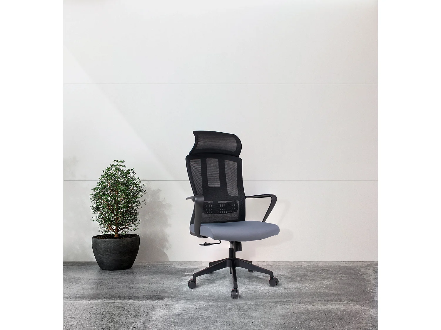 Silla de oficina A118-128cm x L63cm x F66cm - gris y negro - Remi