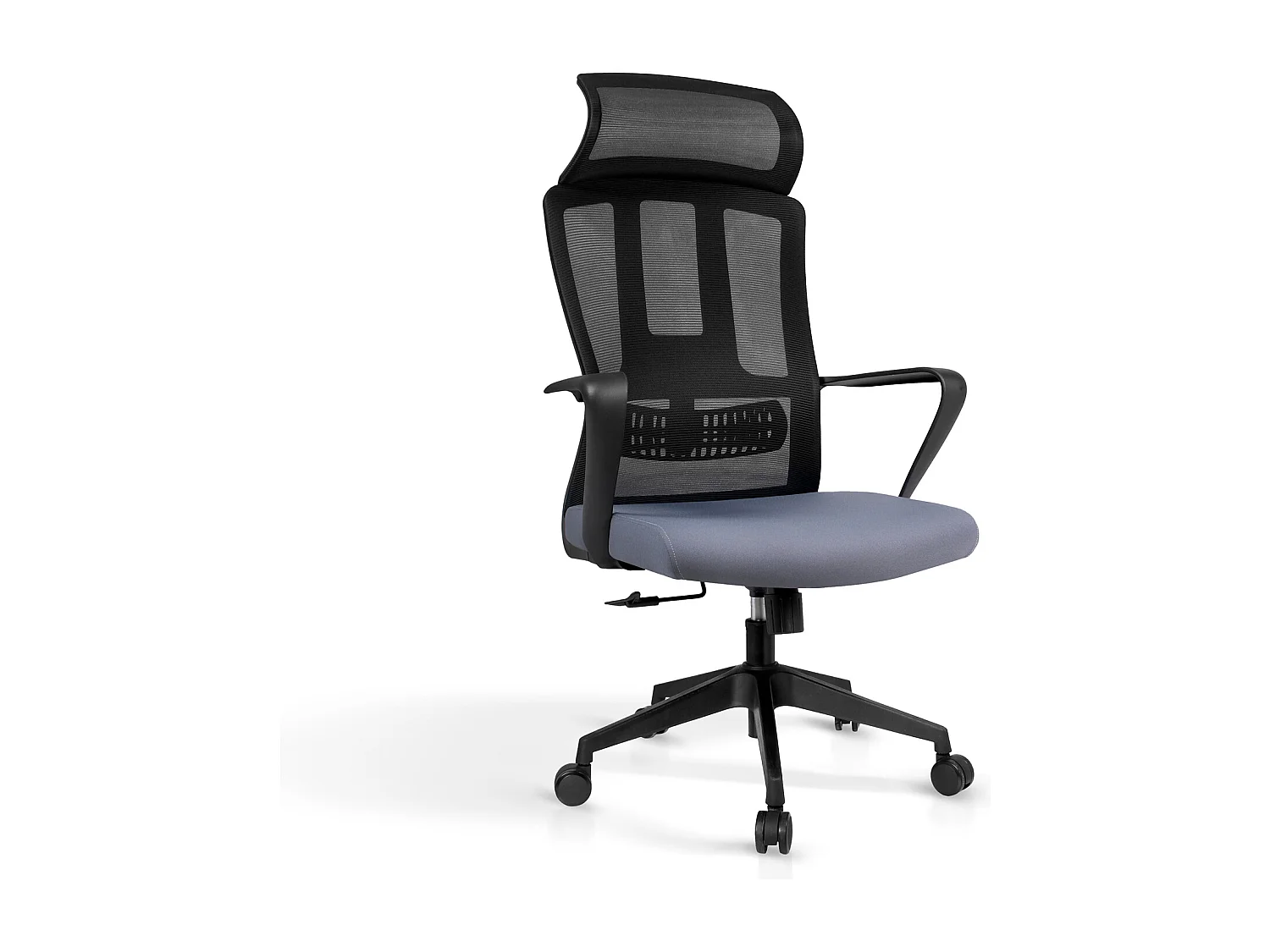 Cadeira de escritório em tecido e malha com rodas - A117/127cm x C67cm x P69cm preto - Ethan