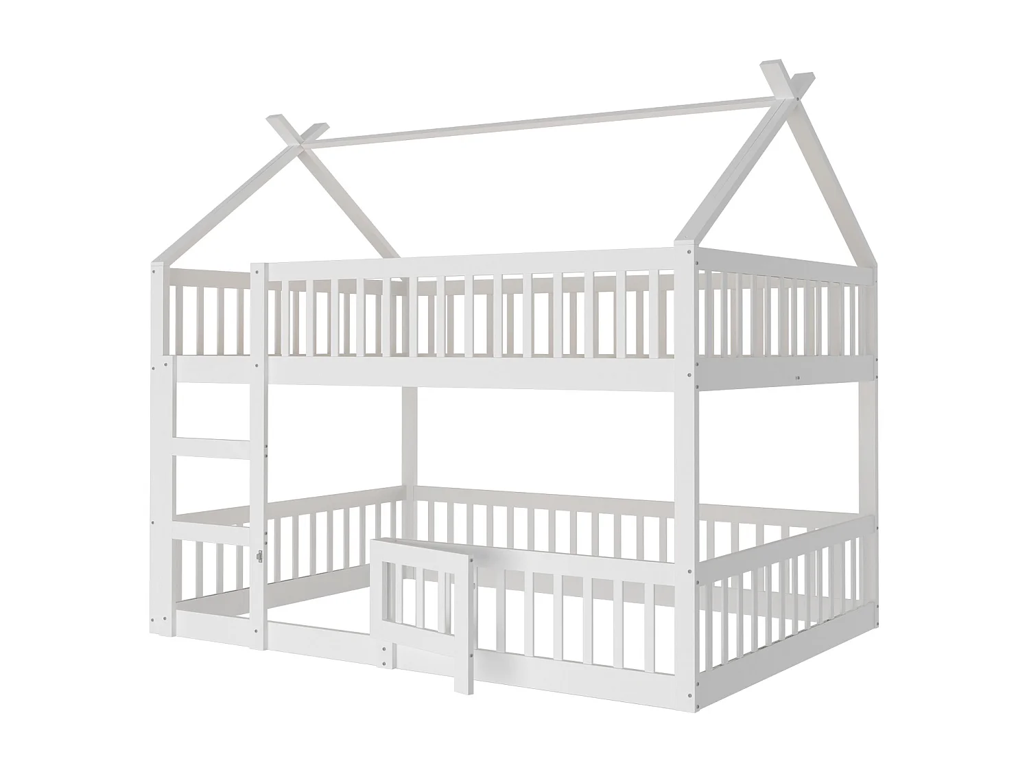 Stapelbedden 2 x 140 x 200 cm met deur en barrières - MDF hout - Lattenbodem - Wit