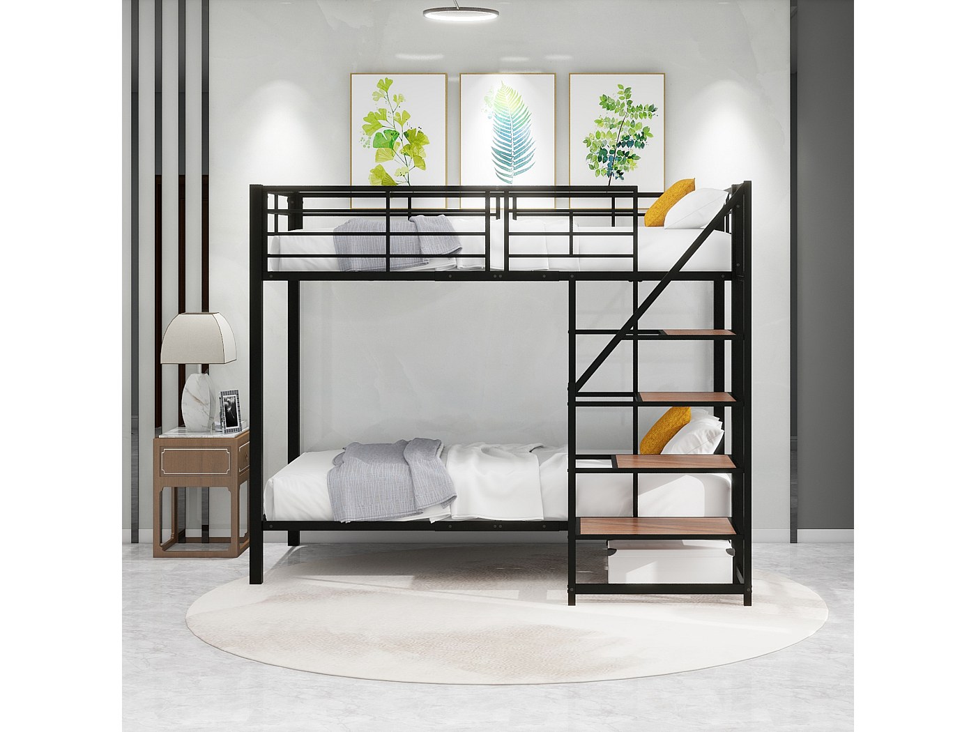 Stapelbed Voor Drie Personen - 3 X 90 X 200 Cm - Met Zijladder Voor Kinderen En Tieners Hout Wit