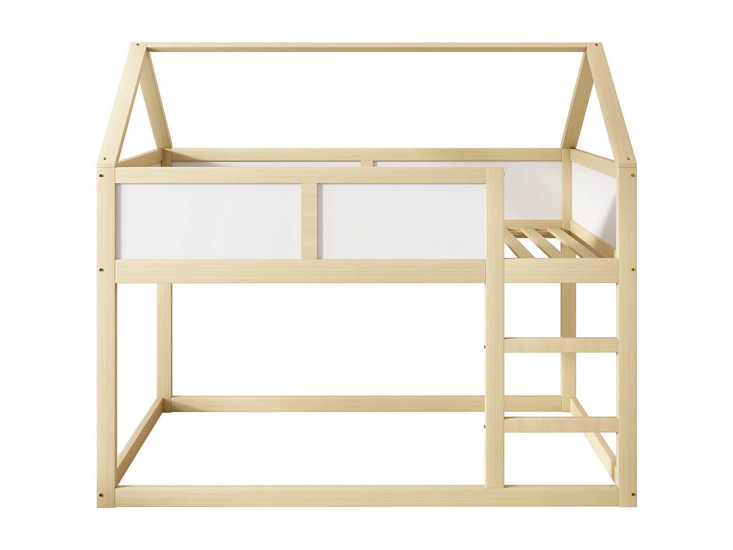 Letto a castello per bambini 2 x 90 x 200 cm, letto a soppalco con scala, struttura in legno massiccio, naturale