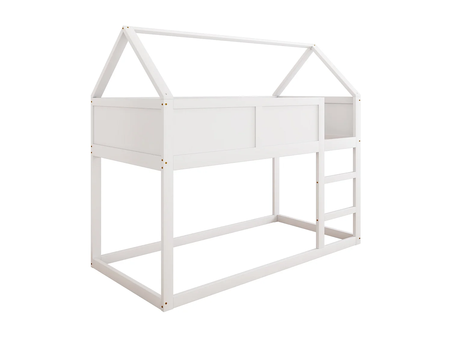 Kinderstapelbed 2 x 90 x 200 cm, hoogslaper met trap, massief houten frame, wit