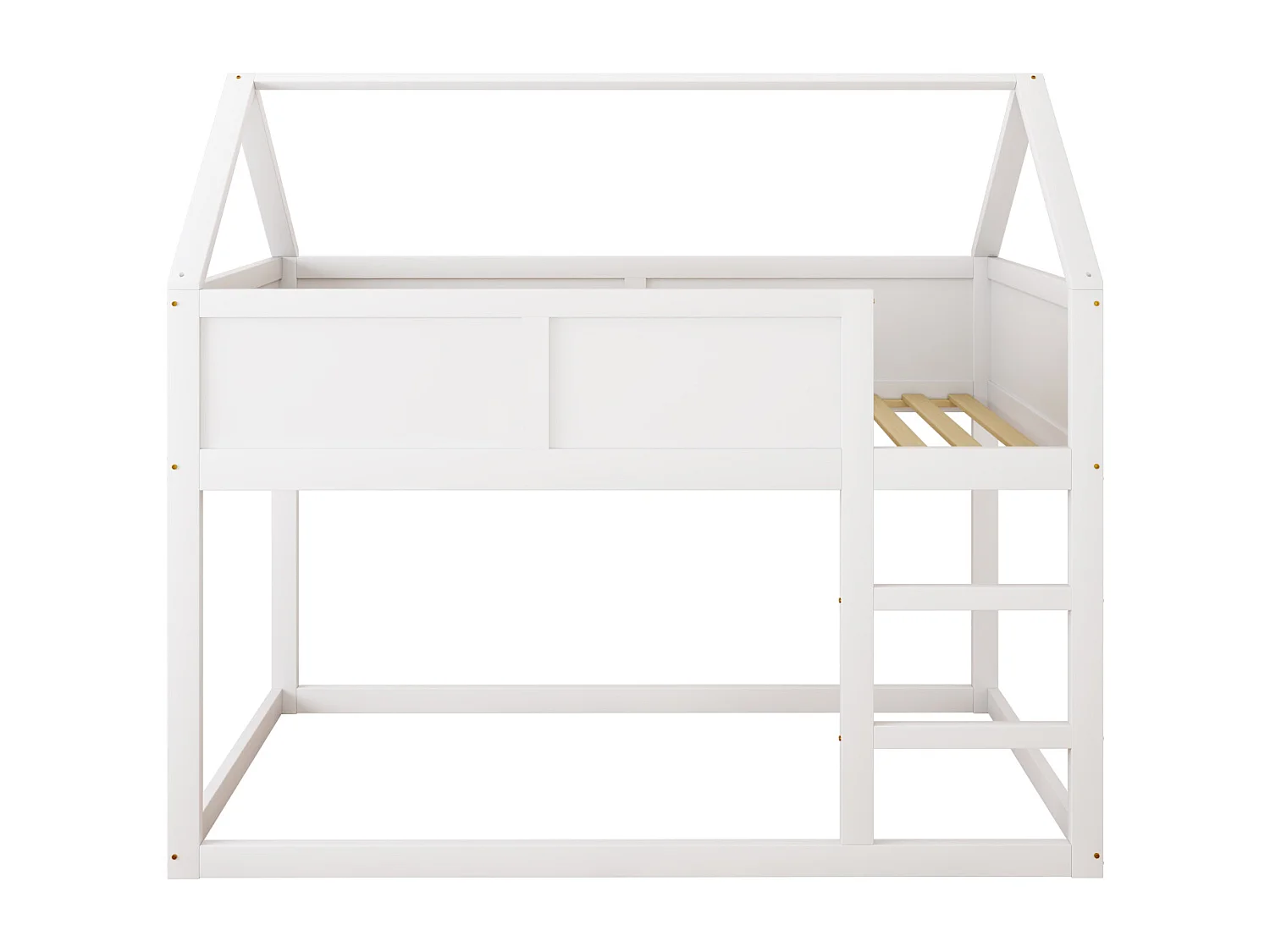 Letto a castello per bambini 2 x 90 x 200 cm, letto a soppalco con scale, struttura in legno massiccio, bianco