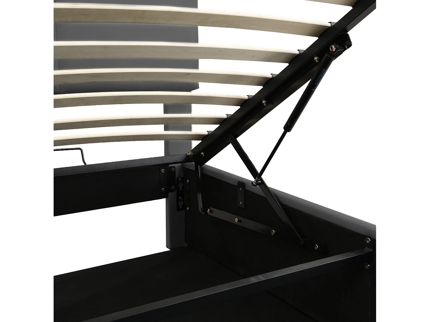 Opbergbed 180 x 200 cm met LED-verlichting - PU leer - Lattenbodem - Grijs