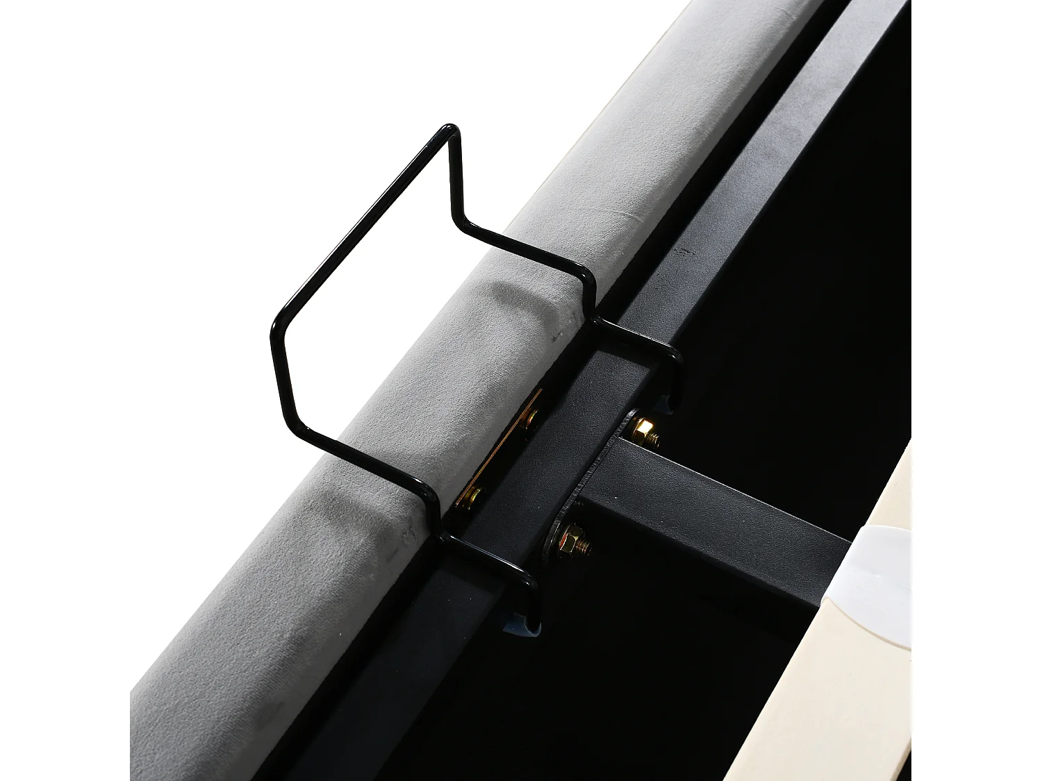 Elegant gestoffeerd bed 180 x 200 cm met grote rugleuning, bekleed met fluweel, met LED en USB-aansluiting, grijs