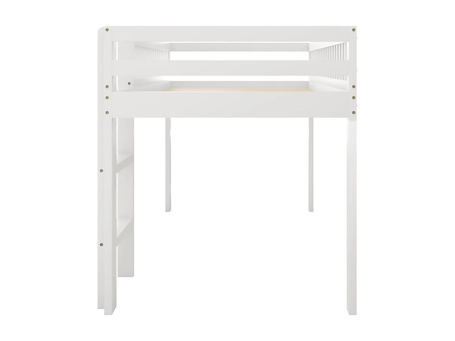 Lit enfant 90 x 200 cm en bois massif avec sommier à lattes, avec échelle de sécurité, blanc