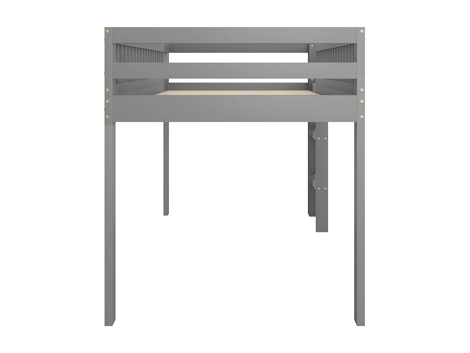 Lit enfant 90 x 200 cm en bois massif avec sommier à lattes, avec échelle de sécurité, gris