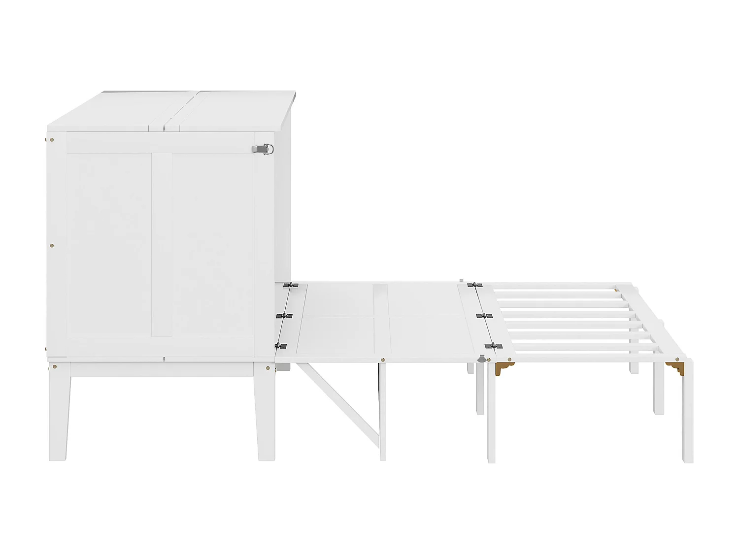 Letto a scomparsa verticale 140 x 200 cm - Legno MDF - Rete a doghe - Bianco