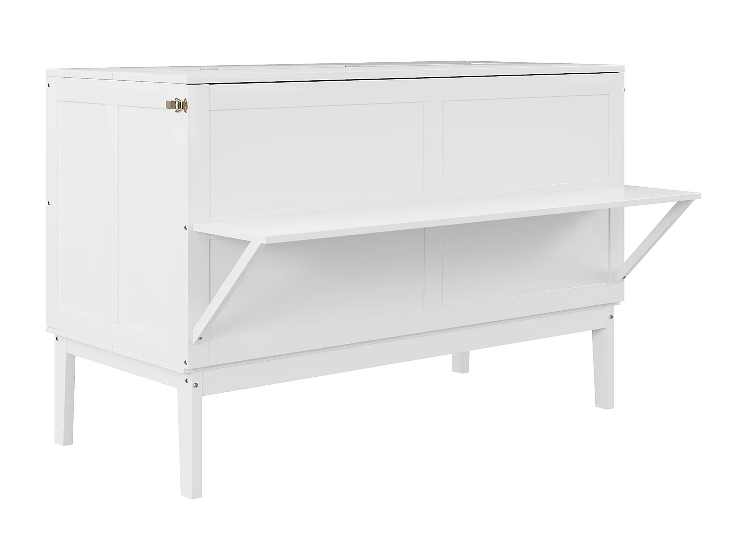 Verticaal opklapbed 140 x 200 cm - MDF hout - Lattenbodem - Wit