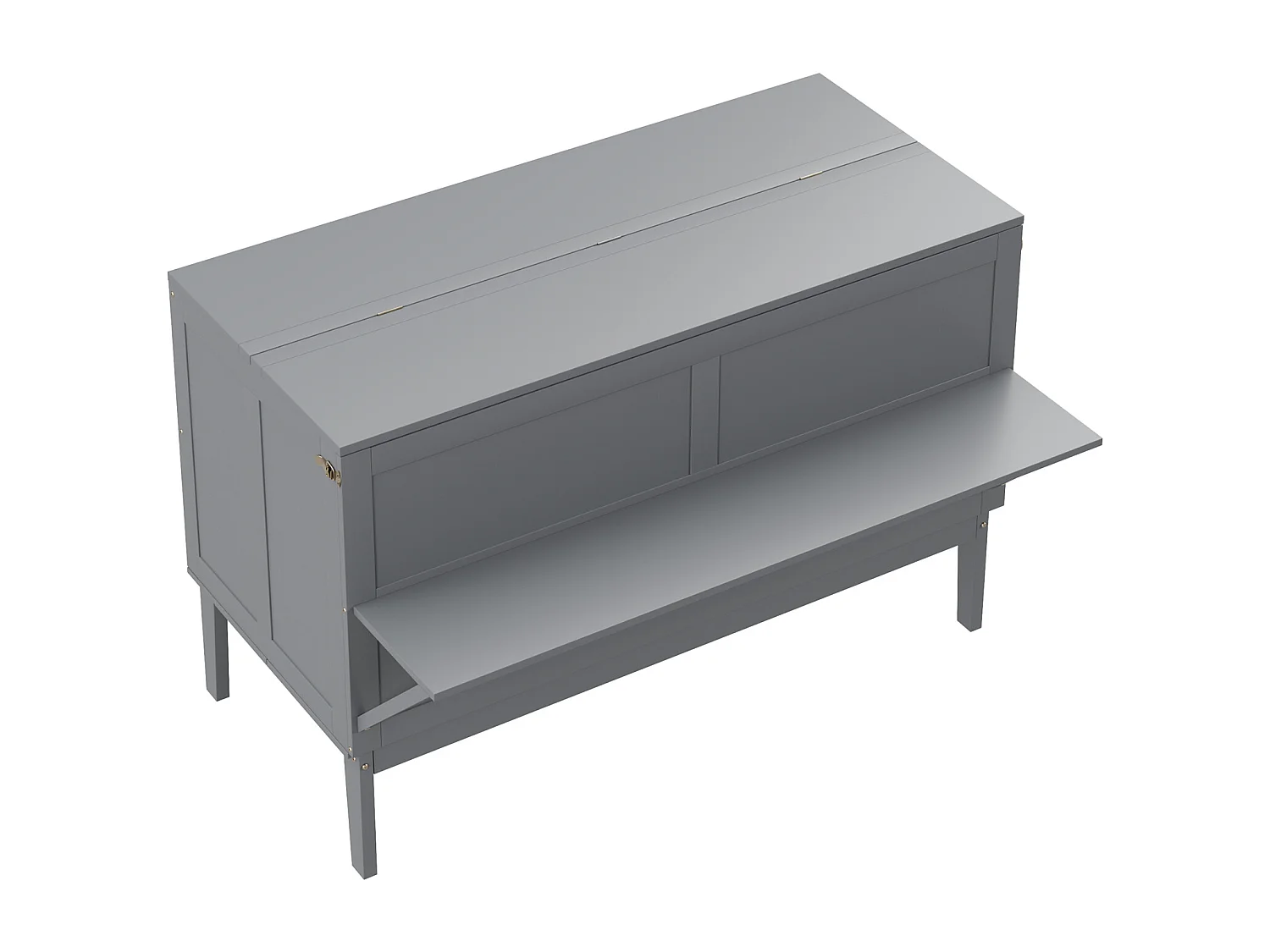 Letto a scomparsa verticale 140 x 200 cm - Legno MDF - Rete a doghe - Grigio