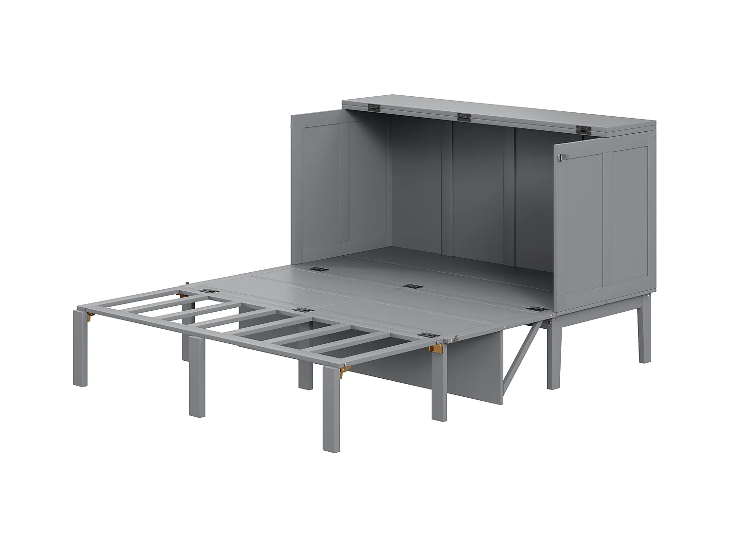 Verticaal opklapbed 140 x 200 cm - MDF hout - Lattenbodem - Grijs