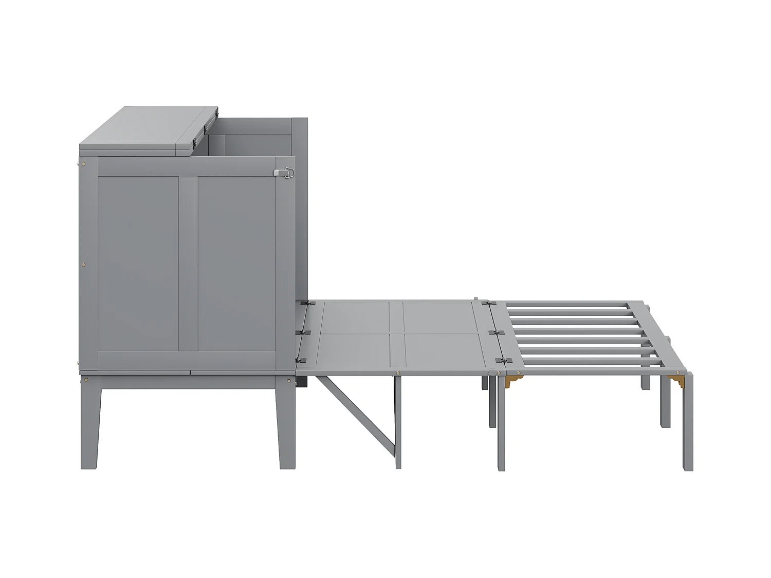 Verticaal opklapbed 140 x 200 cm - MDF hout - Lattenbodem - Grijs