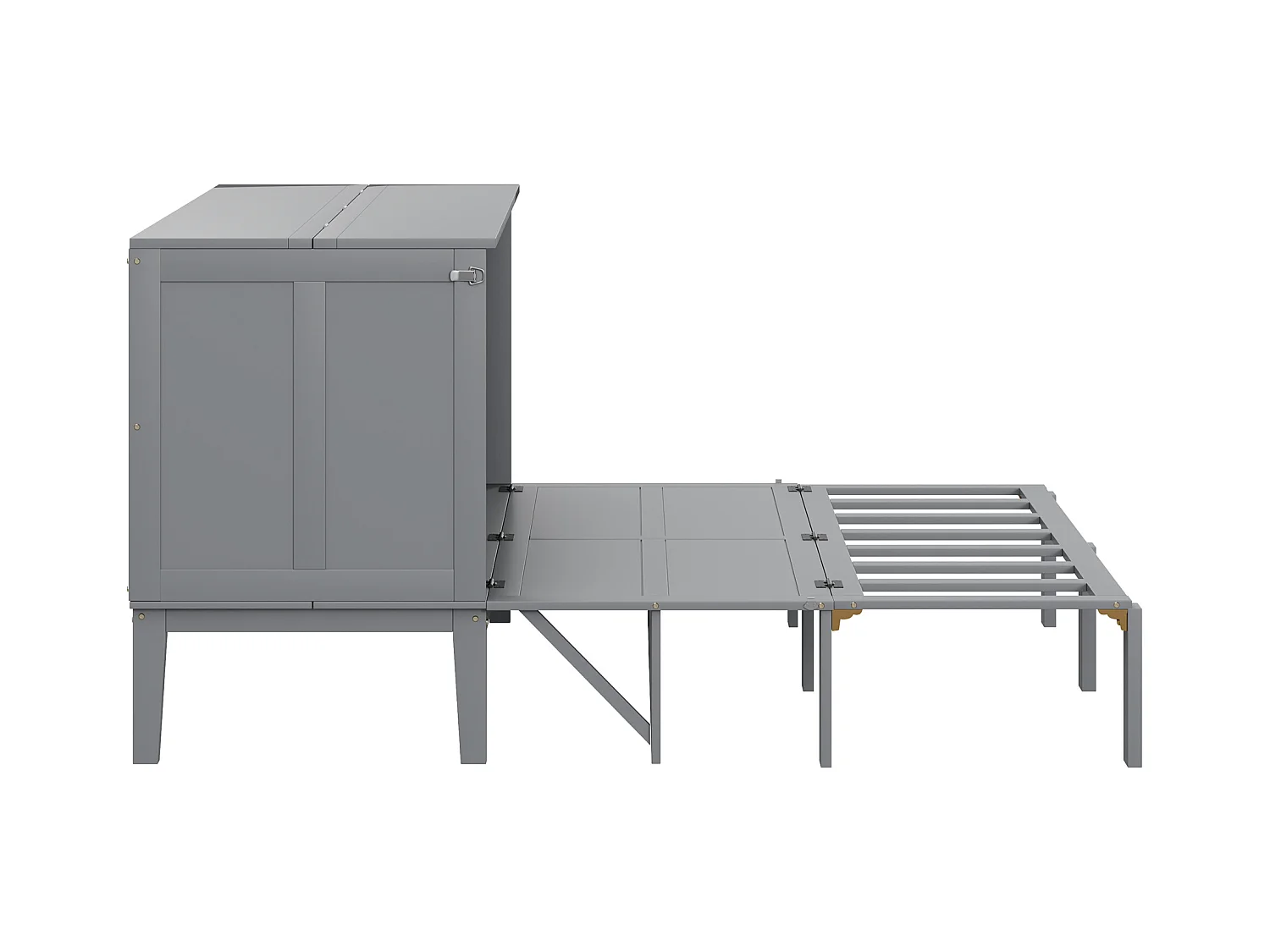 Verticaal opklapbed 140 x 200 cm - MDF hout - Lattenbodem - Grijs