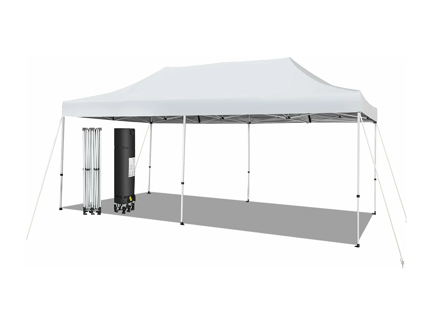 Tonnelle de Jardin Instantanée Portable 3Mx6M, Auvent Pliable Camping Imperméable Anti-UV SFP +50 avec Roues et Sac Disponibles, pour 16-20 Personnes