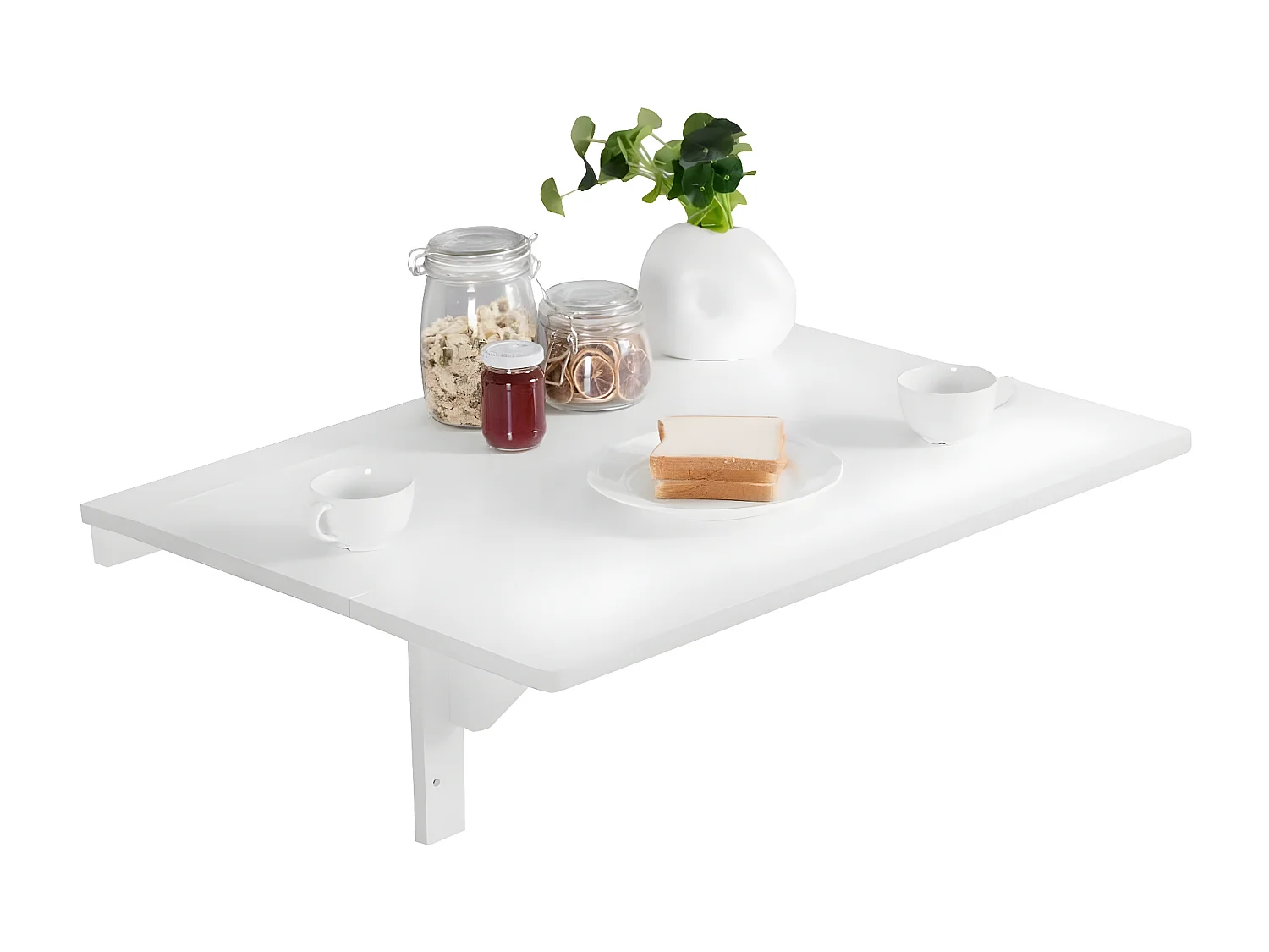 Table de Cuisine Pliante Rabattable Bureau Murale Mural Meuble de Cuisine en Bois pour Salle à Manger Chambre, Salon Blanc