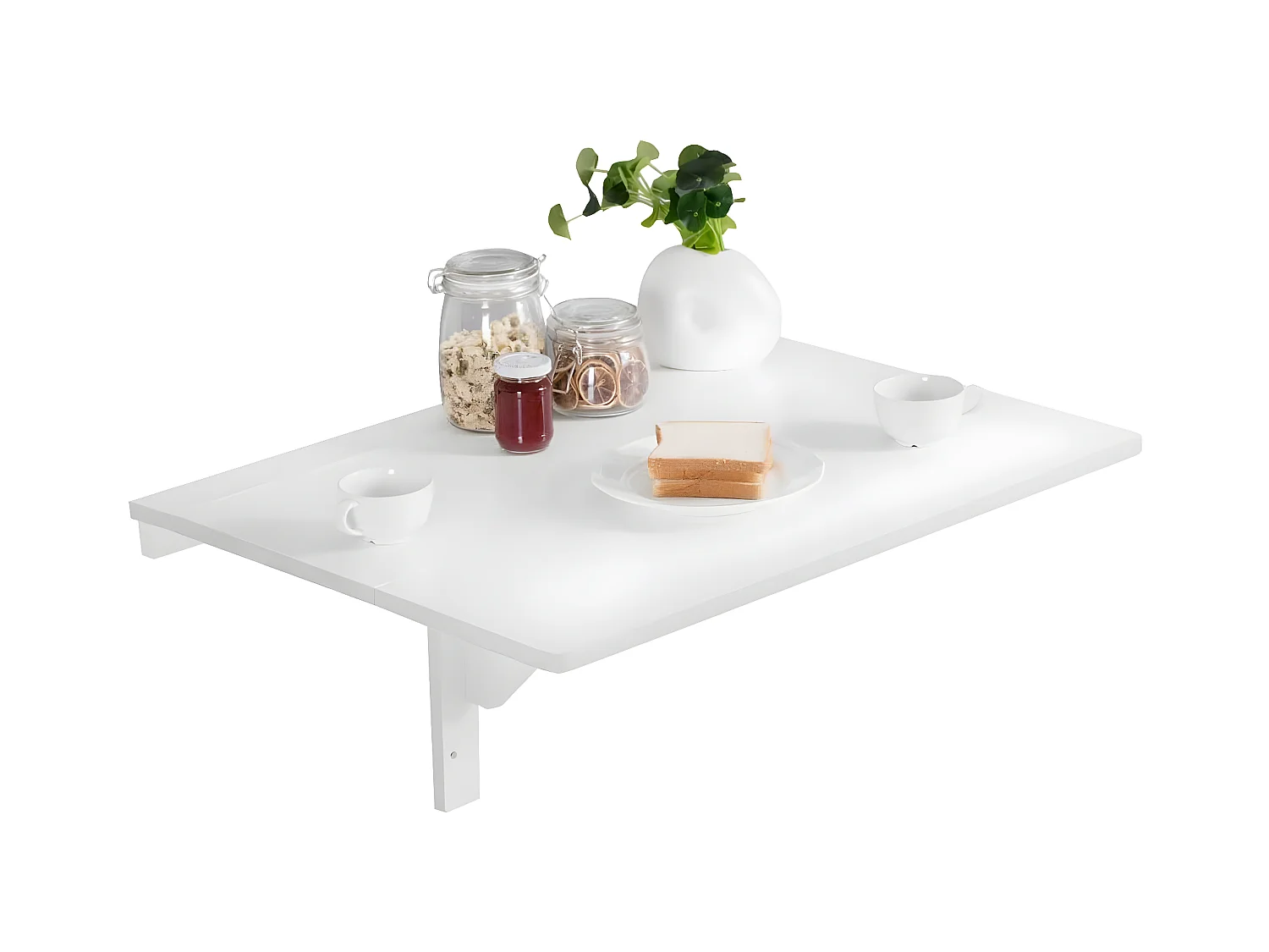Table de Cuisine Pliante Rabattable Bureau Murale Mural Meuble de Cuisine en Bois pour Salle à Manger Chambre, Salon Blanc