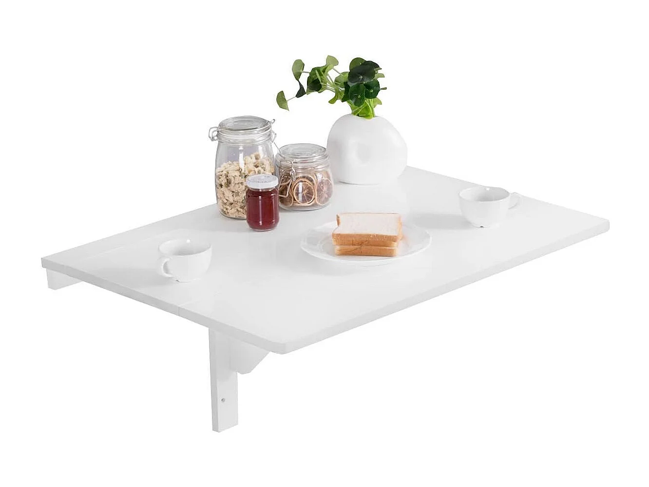 Table de Cuisine Pliante Rabattable Bureau Murale Mural Meuble de Cuisine en Bois pour Salle à Manger Chambre, Salon Blanc
