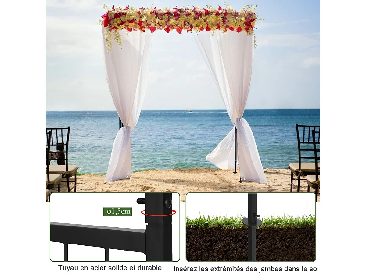Arche Mariage en Métal de Jardin pour Plantes Grimpantes, Arceau à Rosiers Imperméable 208 x 52 x 208 cm Revêtu de Poudre Décorations DIY Patio, Cérémonie