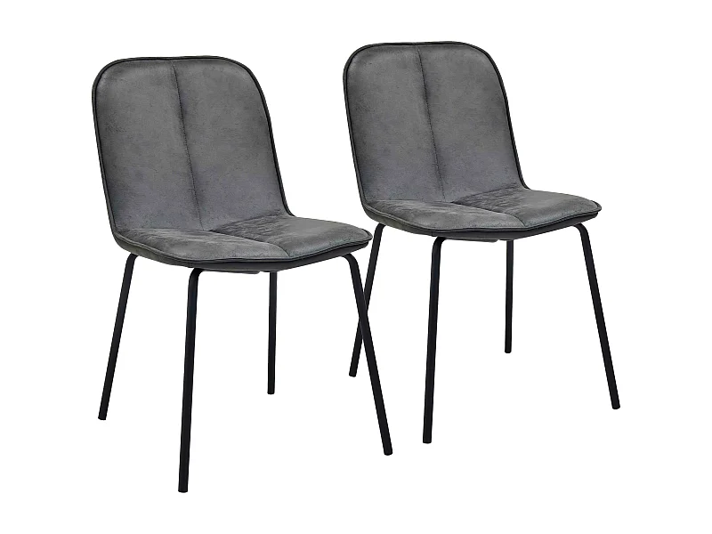 Lot de 2 chaises en métal et textile enduit grises
