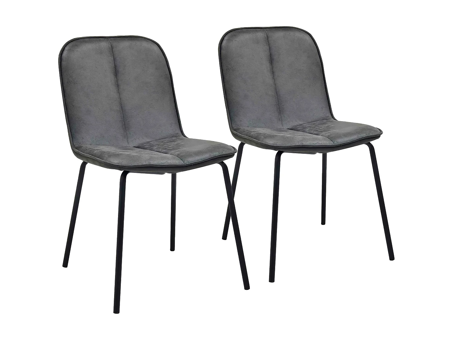 Lot de 2 chaises en métal et textile enduit grises