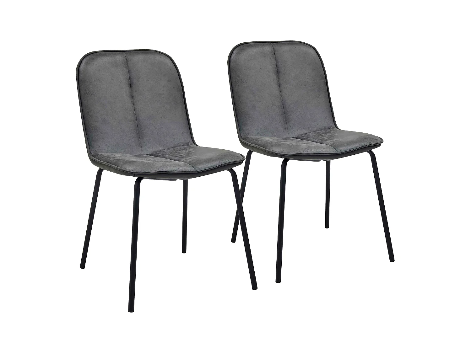 Lot de 2 chaises en métal et textile enduit grises