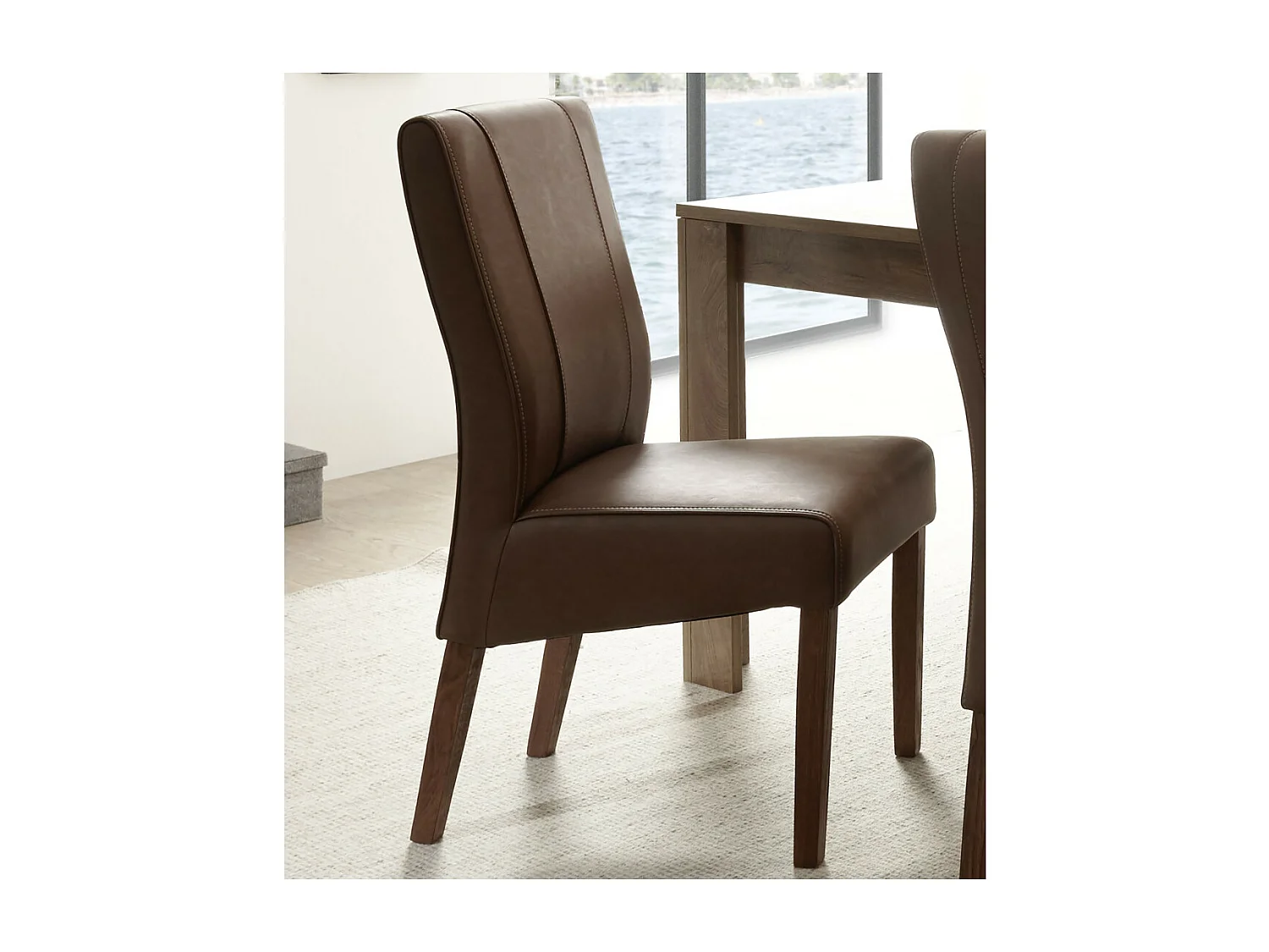 Duo de Chaises Simili cuir Cognac/Bois - ATRANI