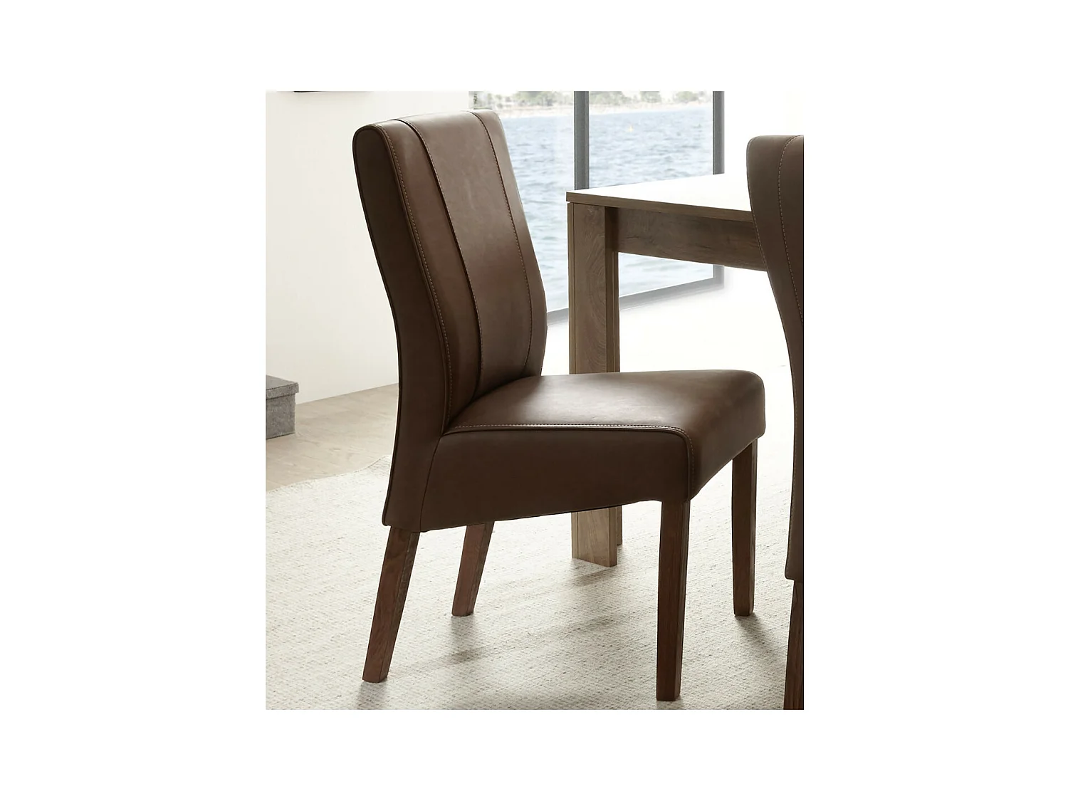 Duo de Chaises Simili cuir Cognac/Bois - ATRANI