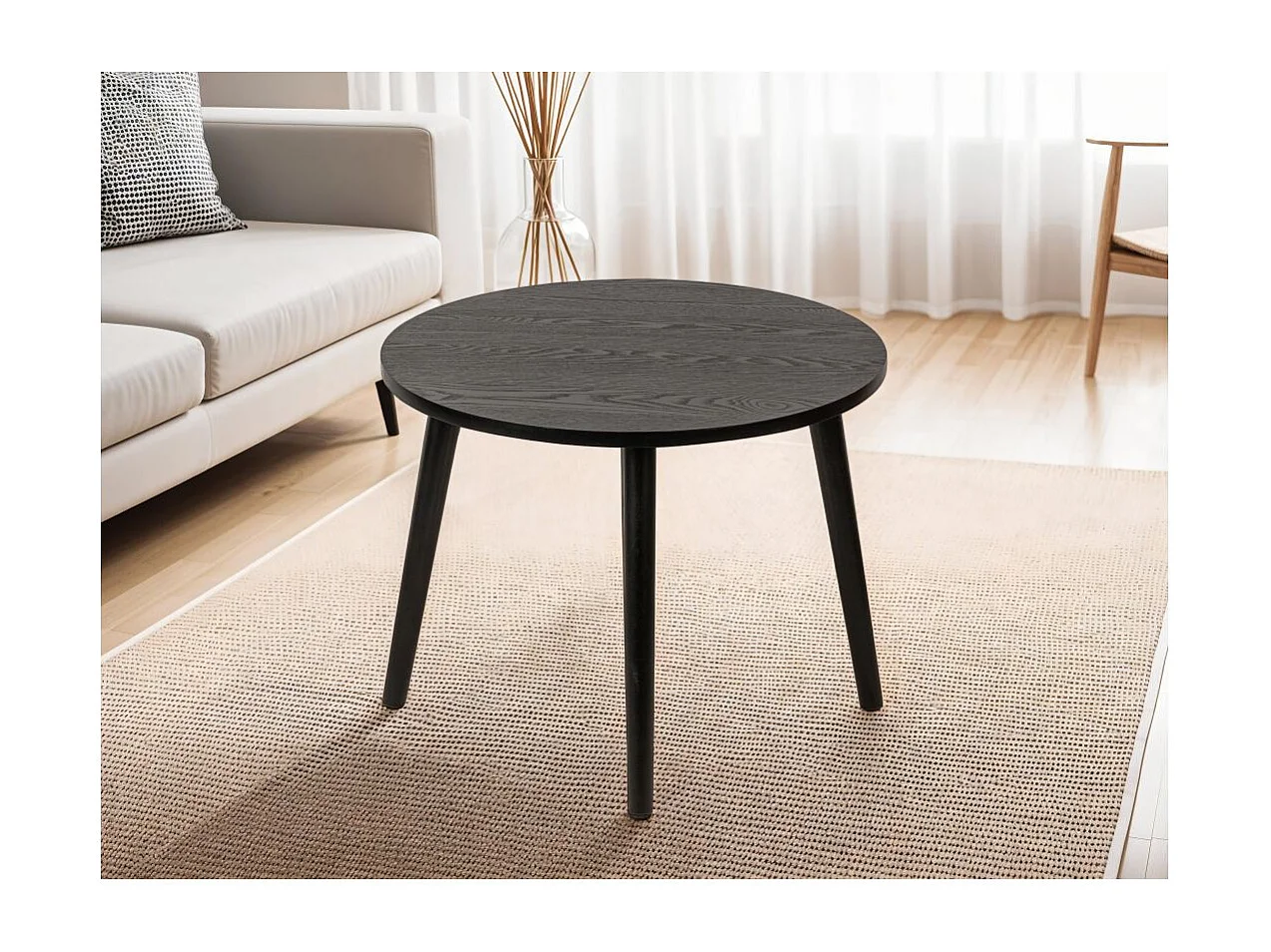 Table basse ronde KANOPE en bois - 50 cm - Noir