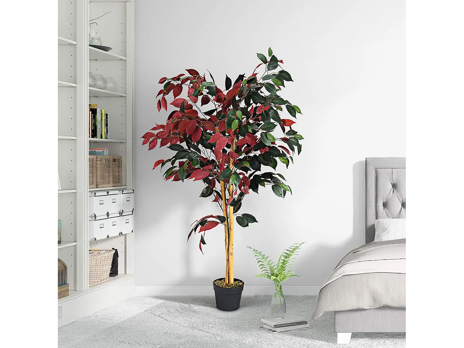 Plante Artificielle Arbre Ficus Artificielle - H 120CM - Déco. Intérieur et Extérieur avec Pot pour Salon Balcon Chambre