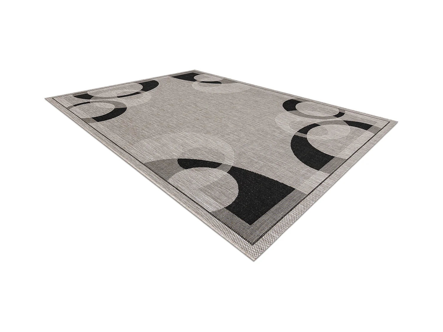 TAPIS EN CORDE SIZAL FLOORLUX 20078 argentin / noir 60x110 cm