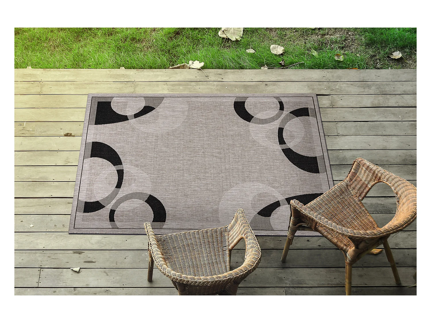 TAPIS EN CORDE SIZAL FLOORLUX 20078 argentin / noir 60x110 cm