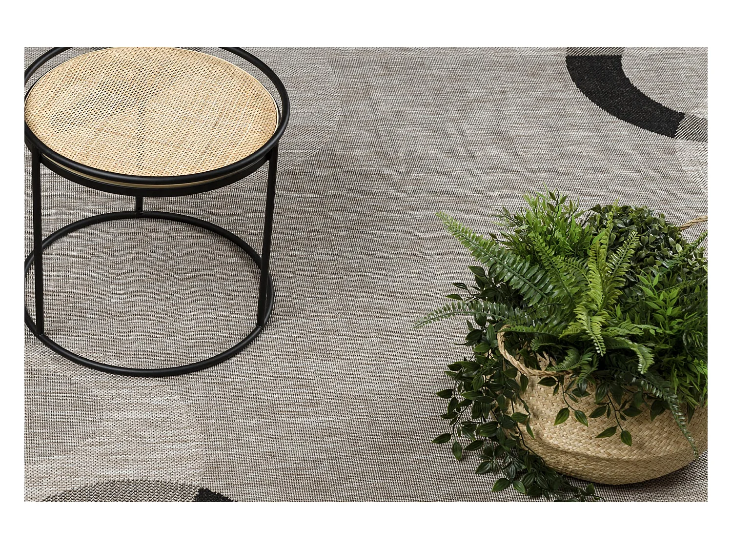 TAPIS EN CORDE SIZAL FLOORLUX 20078 argentin / noir 60x110 cm