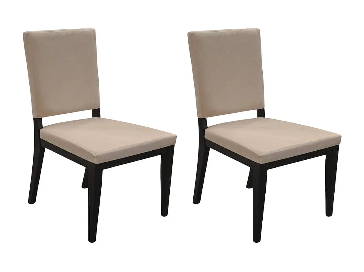 MANTA - Lot de 2 Chaises Suédine Taupe et Bois Gris Anthracite