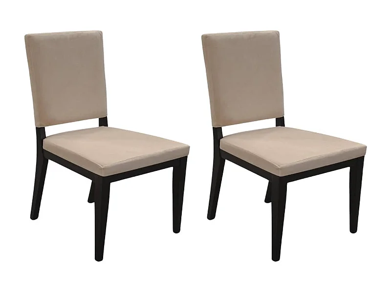 MANTA - Lot de 2 Chaises Suédine Taupe et Bois Gris Anthracite