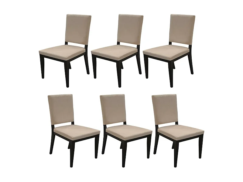 MANTA - Lot de 6 Chaises Suédine Taupe et Bois Gris Anthracite