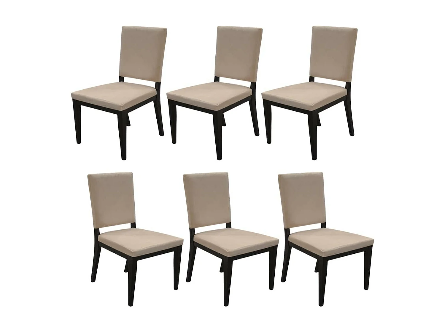 MANTA - Lot de 6 Chaises Suédine Taupe et Bois Gris Anthracite