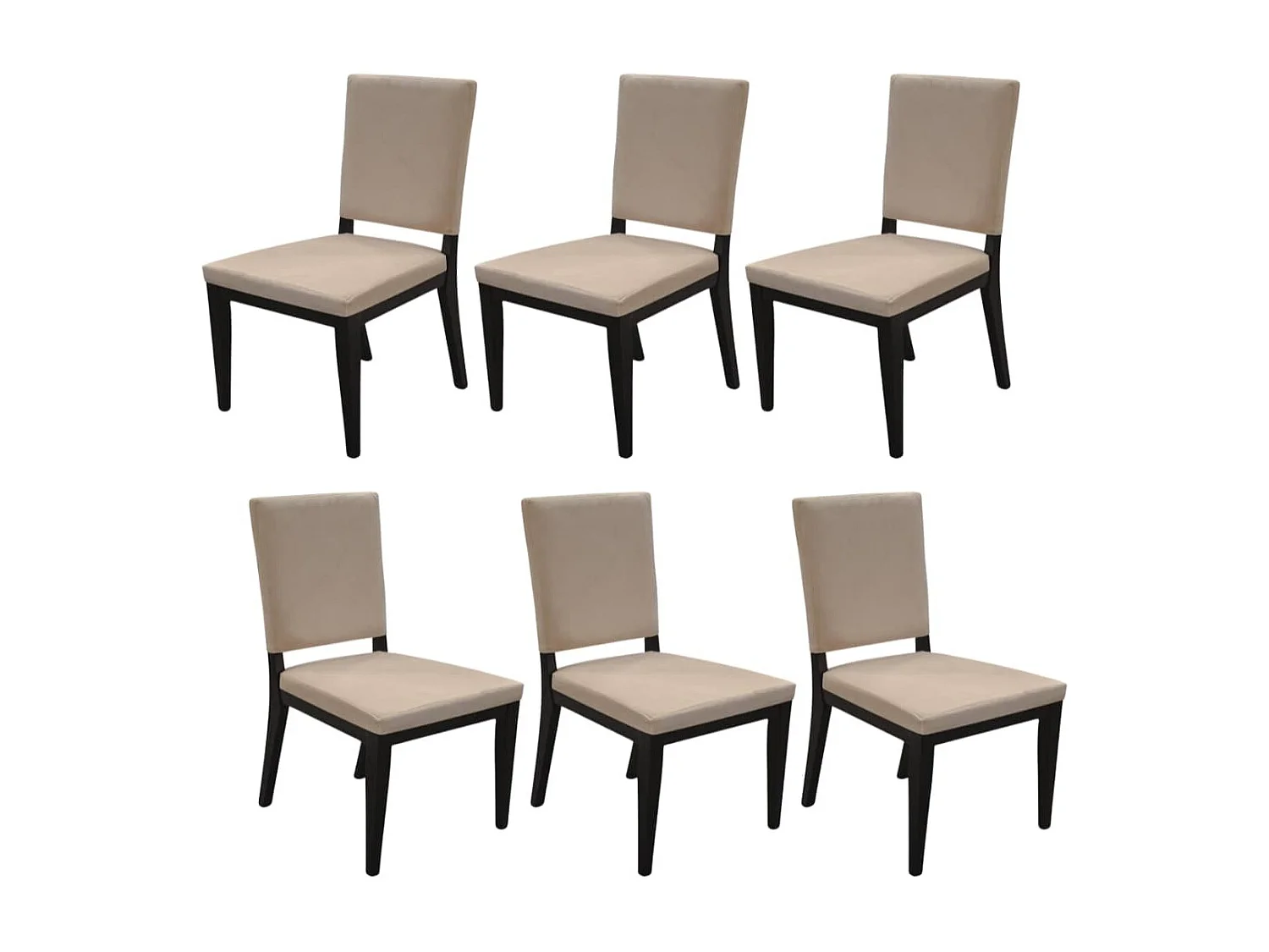 MANTA - Lot de 6 Chaises Suédine Taupe et Bois Gris Anthracite