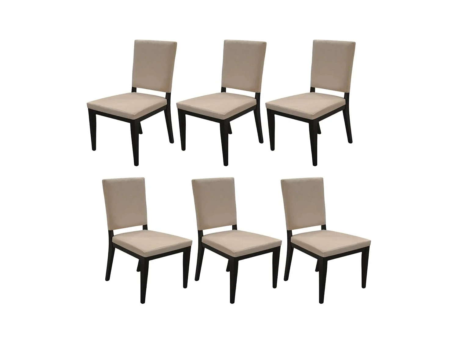 MANTA - Lot de 6 Chaises Suédine Taupe et Bois Gris Anthracite