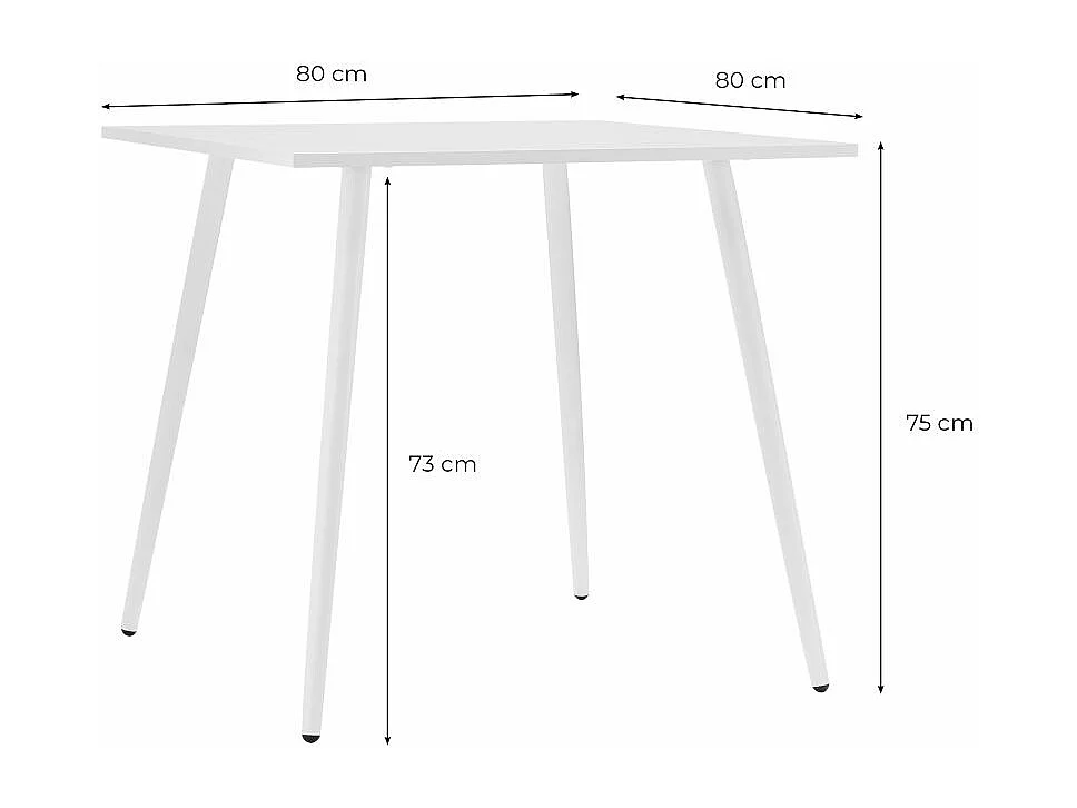 Table à manger carrée SQUARE en métal blanc - 80x80 cm