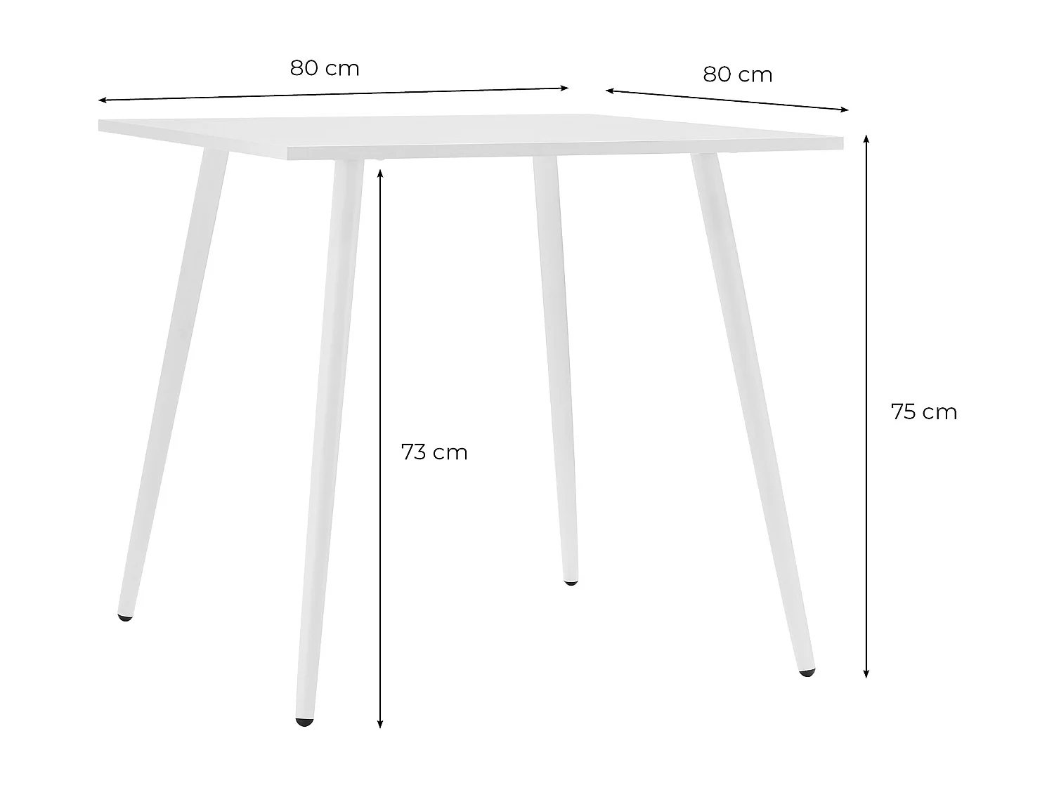Table à manger carrée SQUARE en métal blanc - 80x80 cm