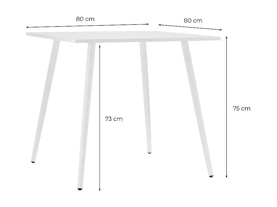 Table à manger carrée SQUARE en métal blanc - 80x80 cm