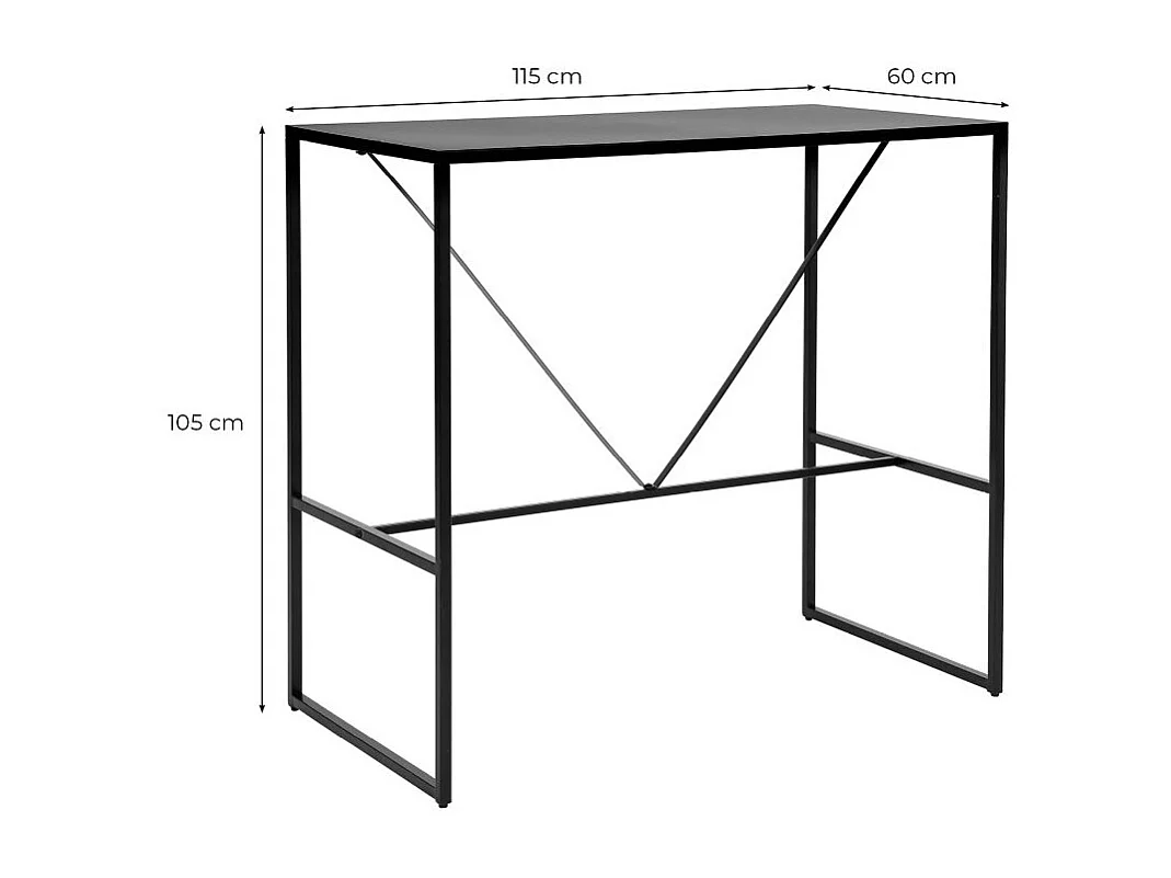 Table de bar FILAR en métal - 115x60 cm - Noir