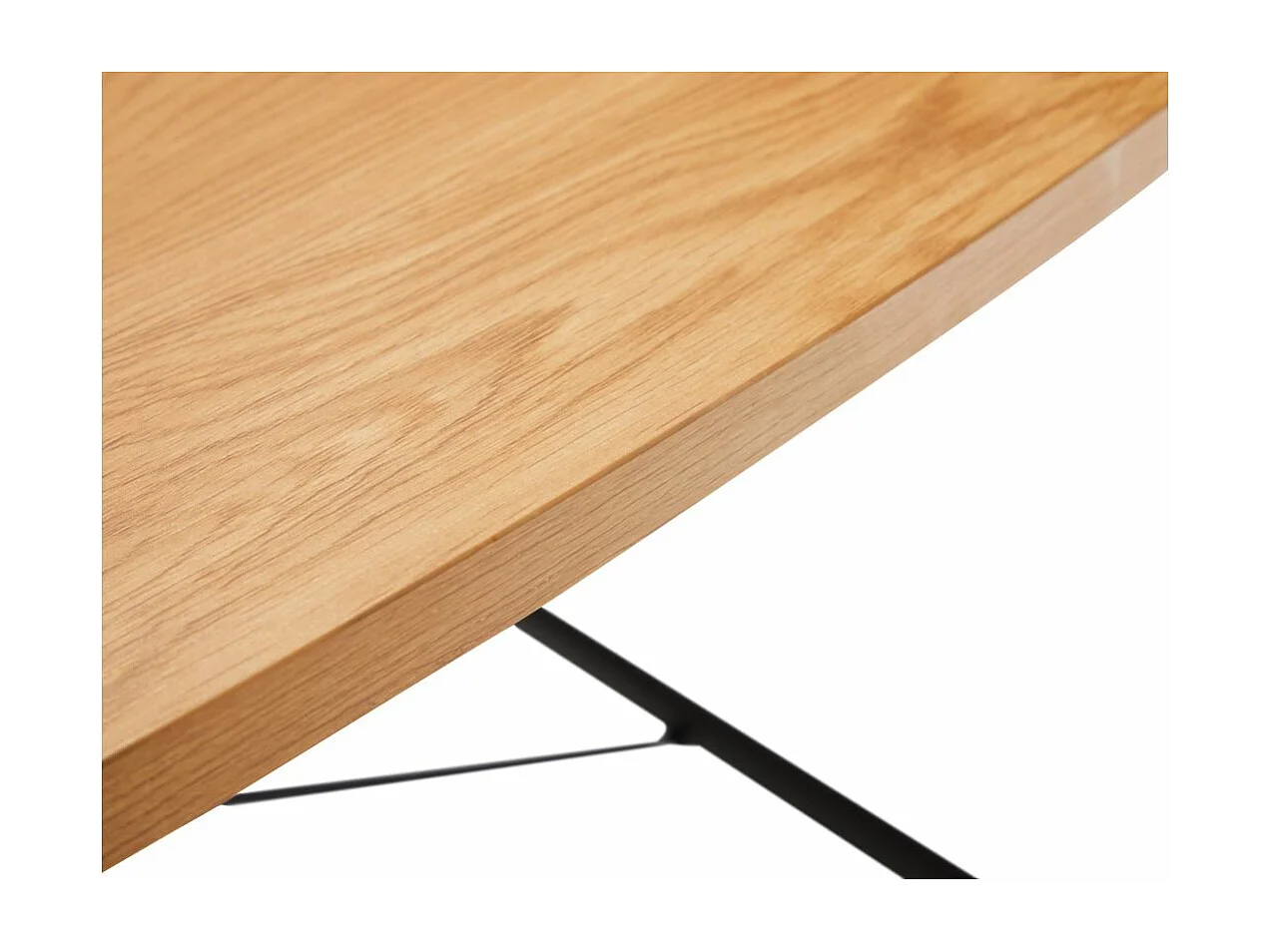 Table à manger BRODIE avec finition chêne et pieds métal noirs - 160x90 cm - Bois