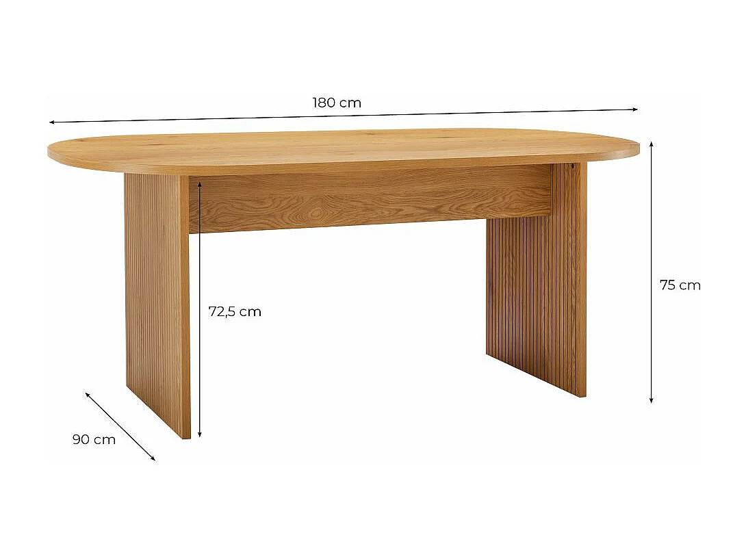 Table à manger GOYA finition chêne - 180x90 cm - Bois