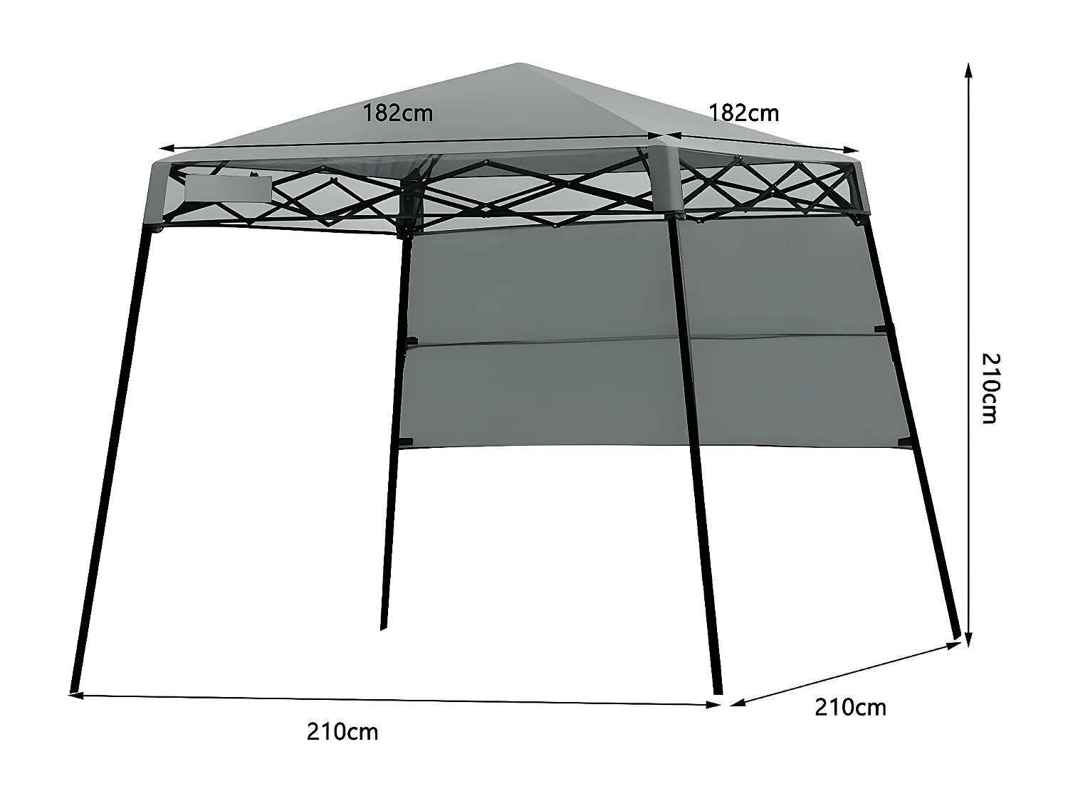 Tonnelle Pliante 181 x 181 cm/Tente d'Extérieur pour Protection Solaire-Portable et Léger Abri avec Sac à Dos pour CamBoisg, Fête, BarbecueGris