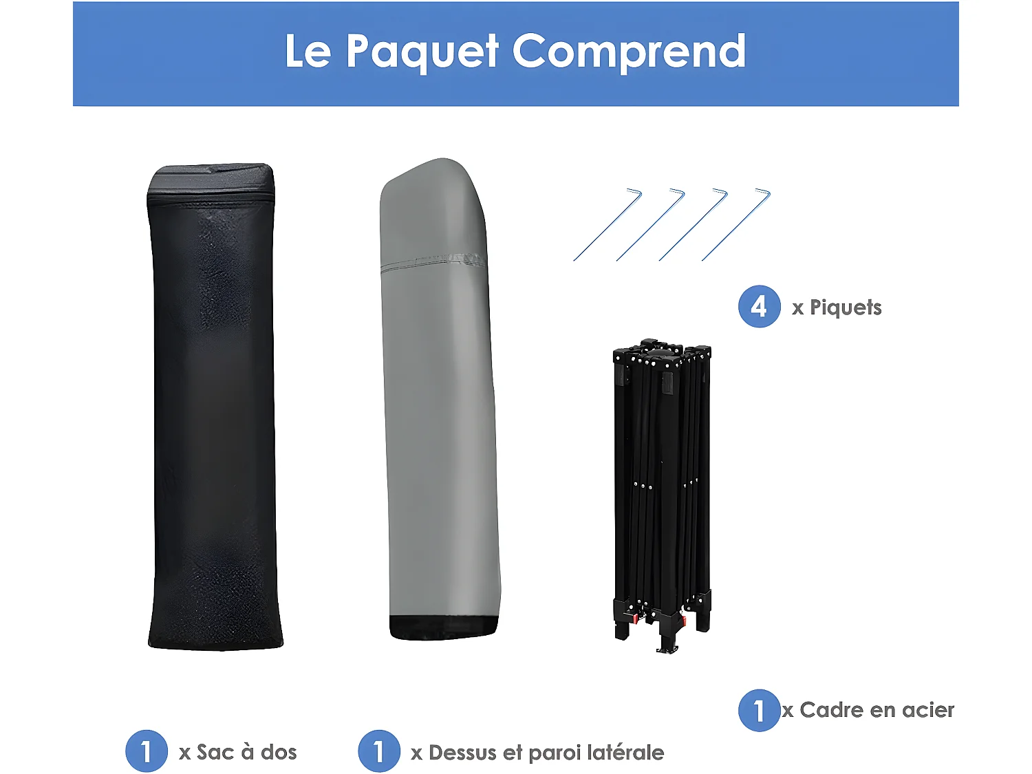 Tonnelle Pliante 181 x 181 cm/Tente d'Extérieur pour Protection Solaire-Portable et Léger Abri avec Sac à Dos pour CamBoisg, Fête, BarbecueGris