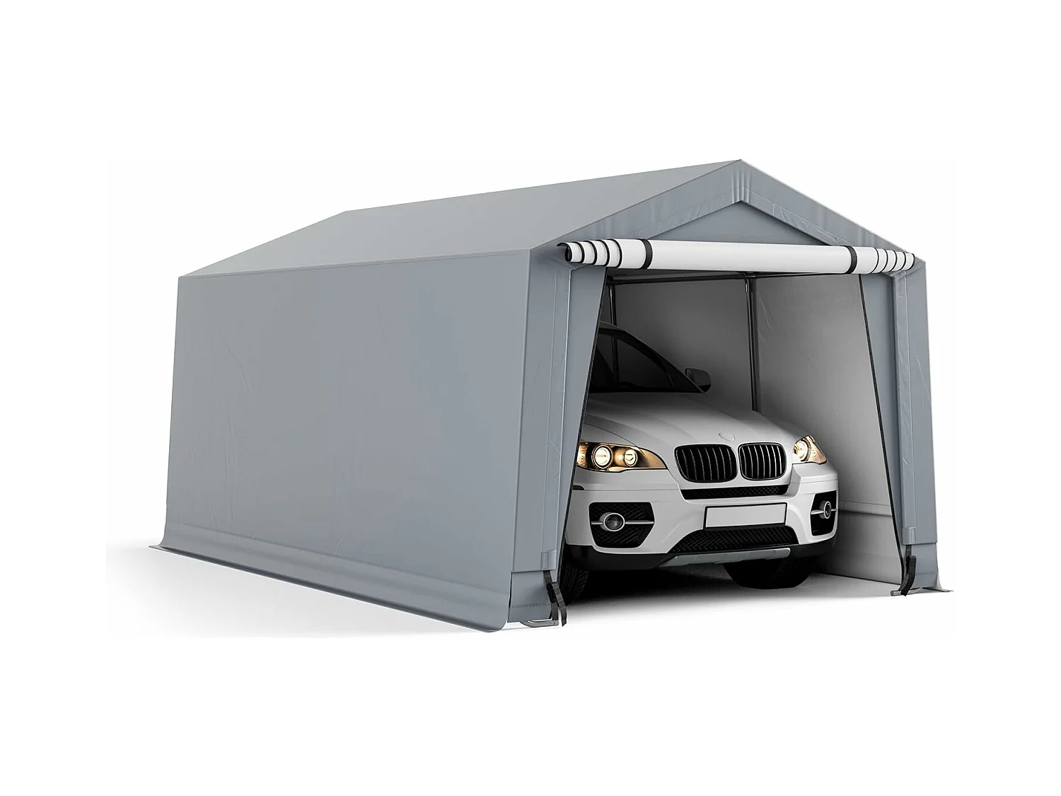 Tente Garage Portable en Acier pour Voiture, Abri Voiture Étanche 290 x 490 cm, Grand Auvent de Garage Portable avec Portes, Poutres Triangulaires, Toutes Saisons pour SUV, Bateau, Cargaison