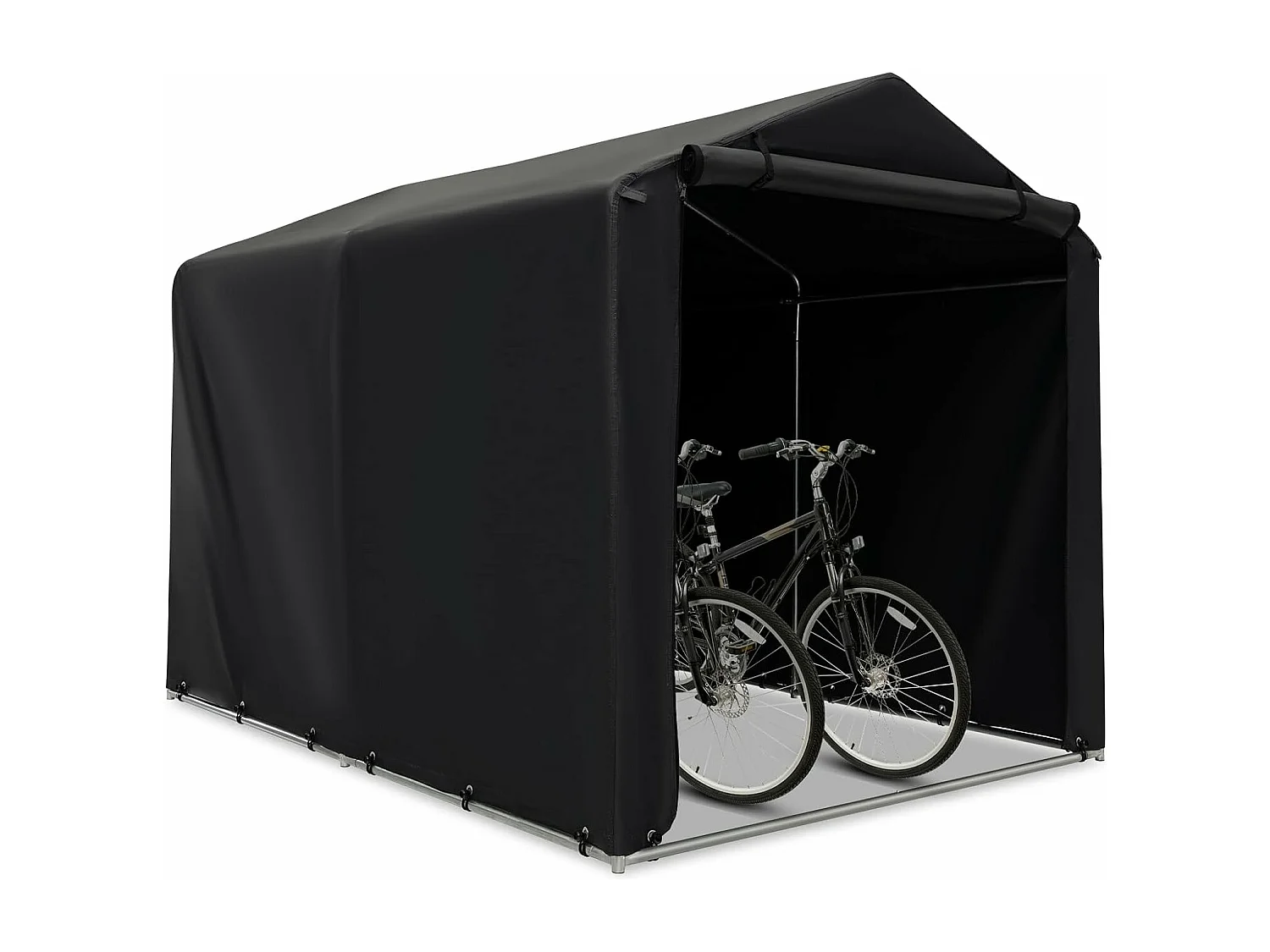 Abri de Vélos Extérieur de 160 x 218 x 164 cm, Abri de Garage Portable pour Vélos avec Porte à Fermeture Éclair Enroulable, Bache Motos pour Terrasse Jardin Cour, Gris Foncé