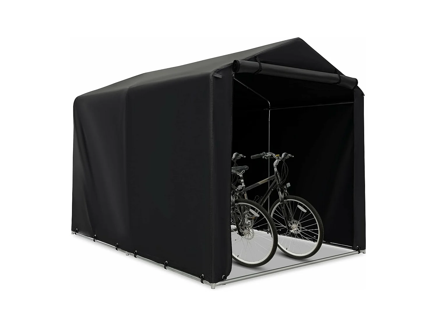 Abri de Vélos Extérieur de 160 x 218 x 164 cm, Abri de Garage Portable pour Vélos avec Porte à Fermeture Éclair Enroulable, Bache Motos pour Terrasse Jardin Cour, Gris Foncé